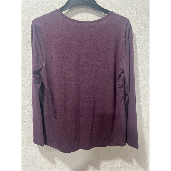 PGANDS Tunic Women Size L Purple Split V Neck Pleated Long Sleeve NWT - Picture 6 of 10